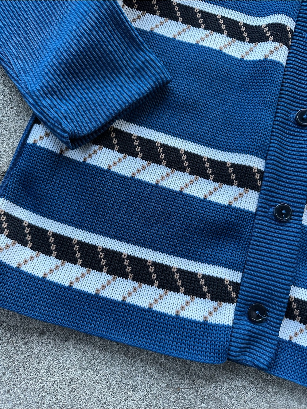 VTG Stage 7 Blue Striped Knit Button Sweater Cardigan Size 10 - Picture 5 of 5